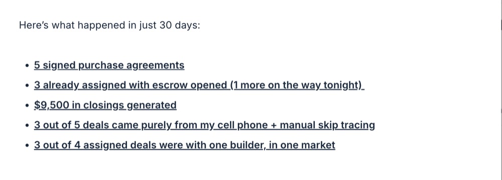 Cory: 30-day results
