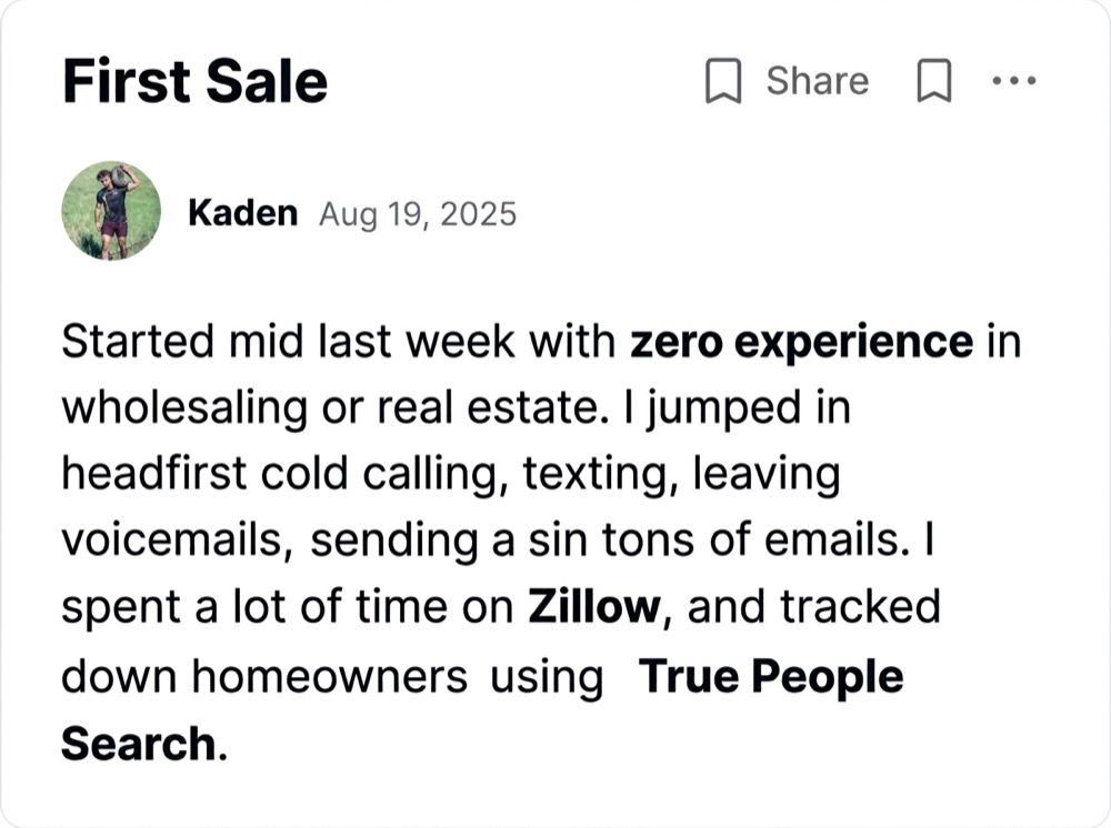 Kaden: First sale