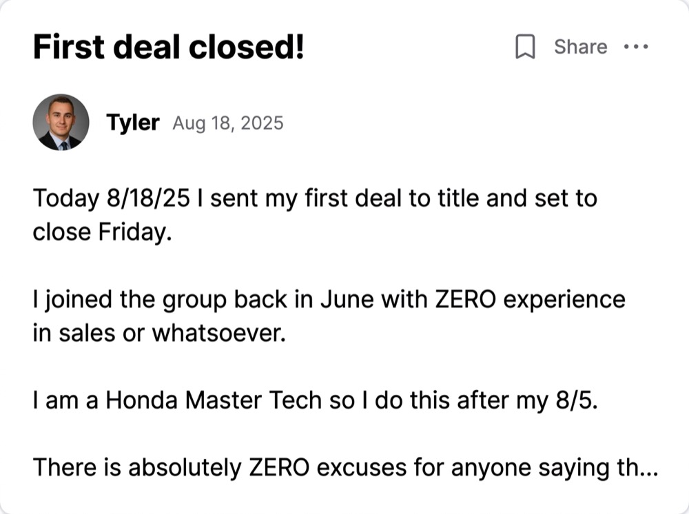 Tyler: First deal closed