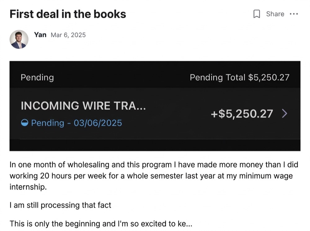 Yan: First deal in the books